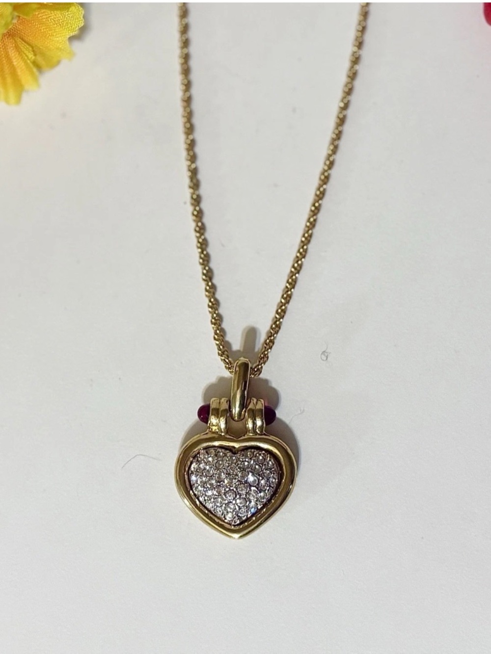 Beautiful Natural Pave Set Gold Ruby Heart Pendant Necklace - Elegant Jewelry